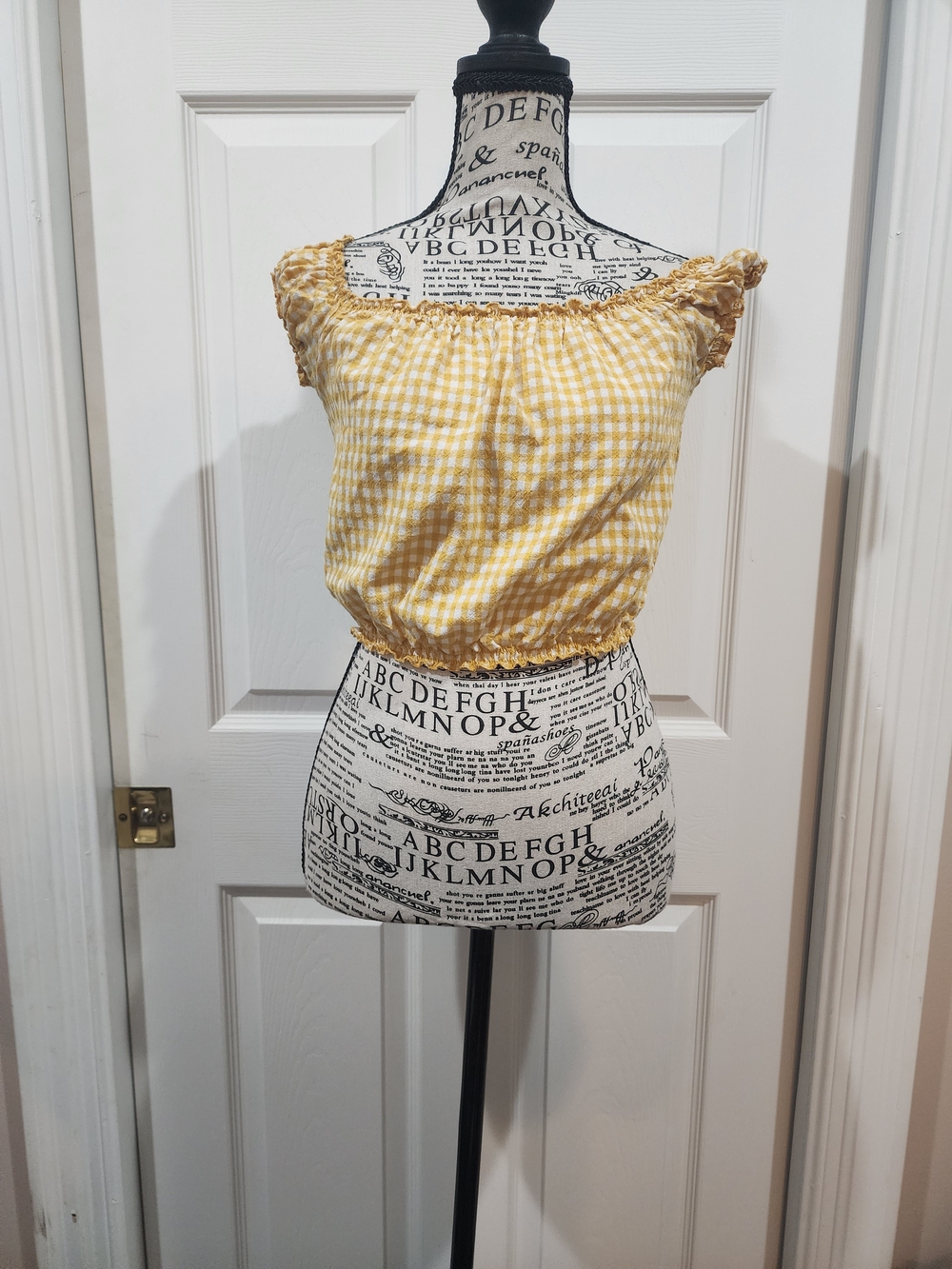 Brandy Melville Yellow Gingham Off-Shoulder Crop Top